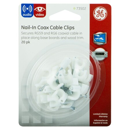 Ge Dual F Coax Cable Clips , 20PK 33614 | Zoro