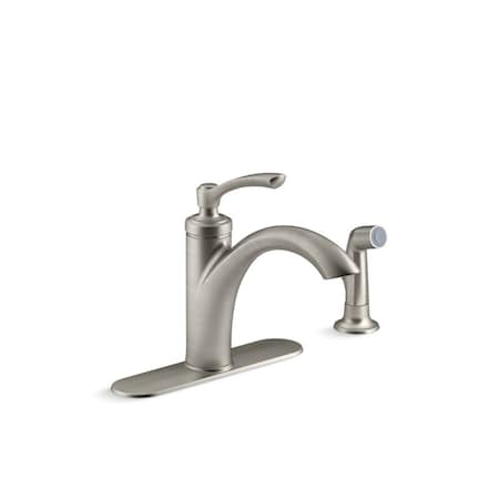 Kohler One Handle Stainless Steel Kitchen Faucet Side Sprayer Included ...