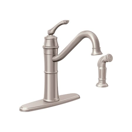 Wetherly B & K Moen Wetherly One Handle Stainless Steel Kitchen Faucet Side ...