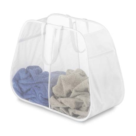 Whitmor Pop And Fold Borsa Per Mollette Da Bucato - Pieghevole, Con Clip In Acciaio, Bianca, 24x17,8 Cm