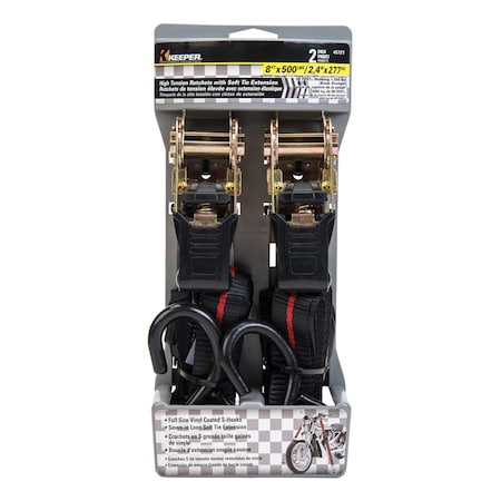 Keeper Keeper 1 in. W X 8 ft. L Black Tie Down w/Ratchet 500 lb 2 pk ...