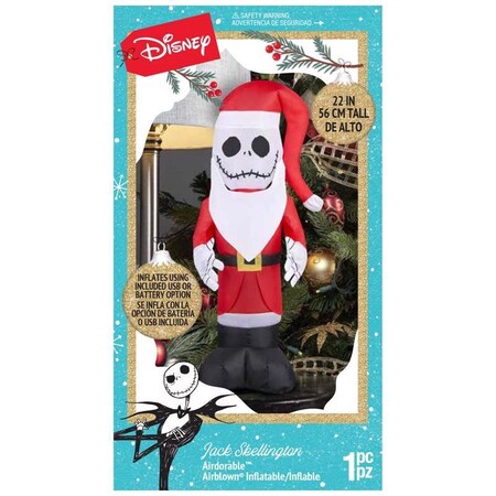 Gemmy Gemmy Airdorable Disney LED Multicolored Jack Skellington Santa ...