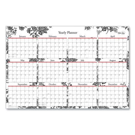 Blue Sky Laminated Wall Calendar, 36 x 24, Black/White Floral, 2022 100029  | Zoro