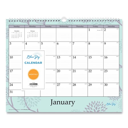 Blue Sky Wall Calendar, 12 x 15, Jade/Lavender, 2022 101611 | Zoro