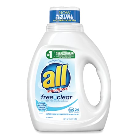 All Ultra Free Clear Liquid Detergent,  Unscented,  36 oz Bottle,  PK6 73943