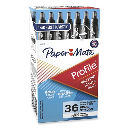 Paper Mate Profile Ballpoint Pen, Black, Bold, PK36 1921067 | Zoro