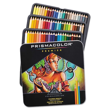 Prismacolor Premier Colored Pencil, 0.7 mm, 2H (#4), Assorted Lead/Barrel  Colors, 72PK 3599TN