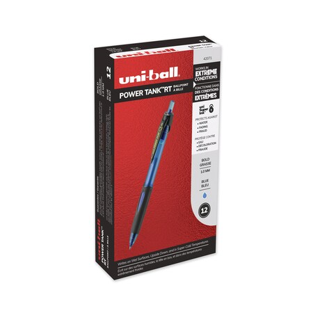 Uni-Ball Power Tank RT Retract Ballpoint Pen, 1mm, Blue Ink/Barrel ...
