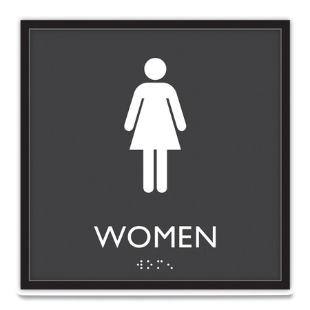 Header Signage Woman Headline Sign ADA Sign, Women, Plastic, 8 x 8, Clear/White 66912 | Zoro
