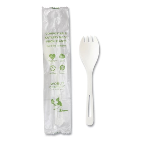 TPLA Compostable Cutlery, Spork, White, PK750