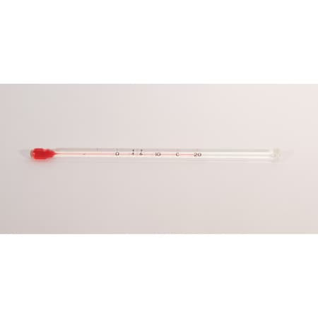 H-B Instrument B60805-0000 Durac Blood Bank Liquid-in-Glass Refrigerator Thermometer, -5 to 20?C, Non-PFA Safety Coated, Organic Liquid Fill