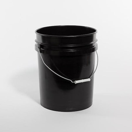 Pipeline Packaging Open Head Pail, HDPE, Black, 5 gal., Handle Material: Metal 01-05-048-00154