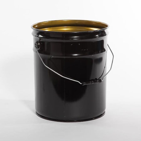 Pipeline Packaging Open Head Pail, Steel, Black, 5 gal., Height: 13-7/16" 01-19-048-00166