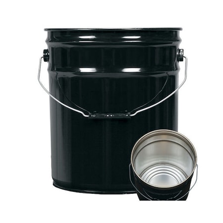 Pipeline Packaging Open Head Pail, Steel, Black, 5 gal., UN Rating Liquid: Y1.8/100 01-19-048-00184