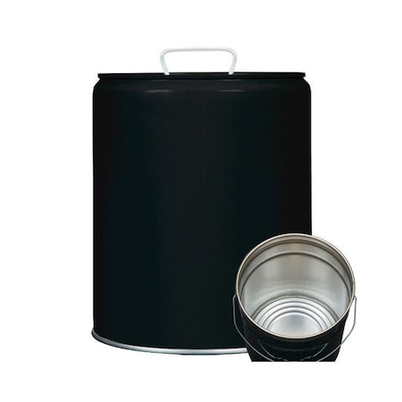 Pipeline Packaging Tight Head Pail, Steel, Black, 5 gal., Height: 13-7/16" 01-19-079-00026