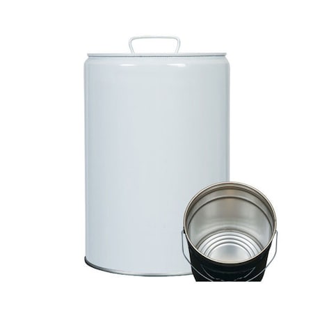 Pipeline Packaging Tight Head Pail, Steel, White, 5.3 gal. 01-19-079-00028