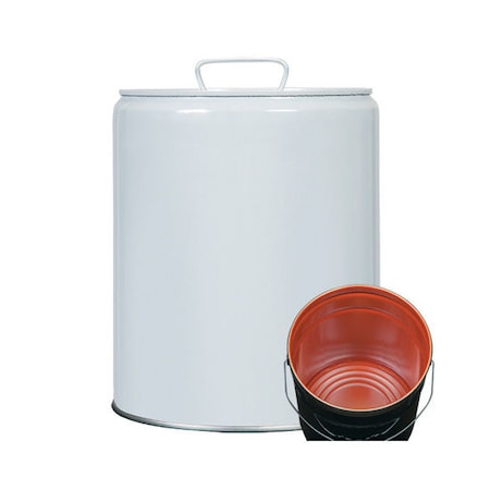 Pipeline Packaging Tight Head Pail, Steel, White, 5 gal., Height: 13-7/16" 01-19-079-00294