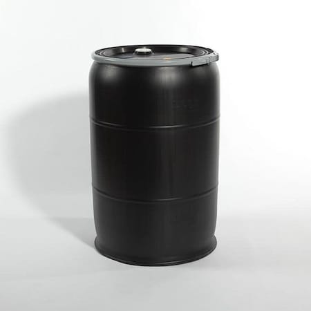 Pipeline Packaging Plastic Drum, Fittings, OH, 55 gal., Blk 03-14-048-00078