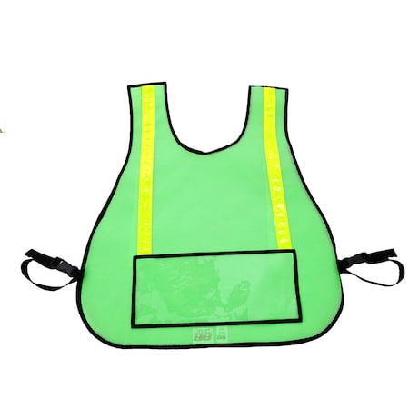 R&B Fabrications Large Traffic Vest with Window, Lime Gre 003L-LG-WINDOW