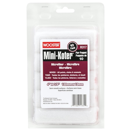 Wooster Paint Roller Cover, 1/4" dia. Core, PK10 R117-4