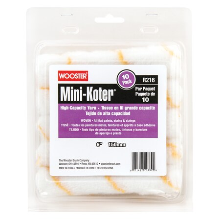 Wooster 6" Mini Paint Roller Cover, Poly Yarn, 10 PK R216-6
