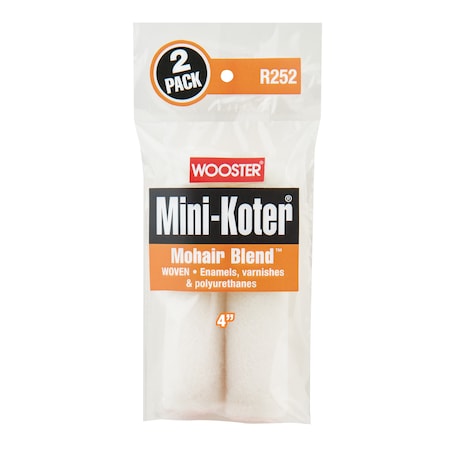 Wooster 4" Mini Paint Roller Cover, Mohair, 2 PK R252-4