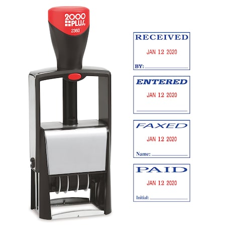 2000 Plus Date/Message Stamp, 4 In 1, Red/Blue Ink 011035