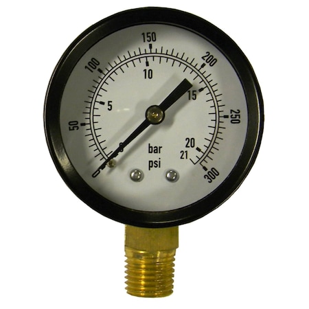 Powermate Pressure Gauge, 2", 300 PSI, 1/4" Bottom Co 032-0025RP