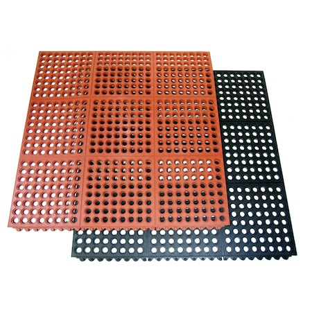 Rubber-Cal "Dura-Chef Interlock" Anti-Fatigue Mats - 5/8 in x 3 ft x 3 ft - Black Rubber Matting 03_126_INT
