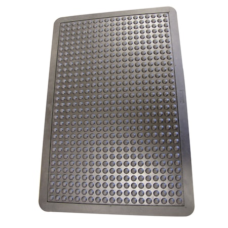 Rubber-Cal "Bubble-Top" Anti-Fatigue Floor Mat - 5/8 in x 2 ft x 3 ft Rubber Floor Mat - Black Borders 03-184