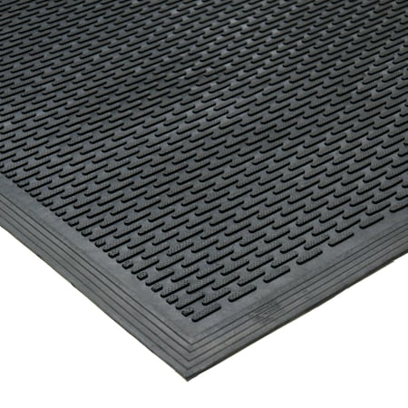 Rubber-Cal Anti-Slip Entrance Mat, Rubber, 0.38 in Thick, Black, 3 ft W x 5 ft L 03-239-LI