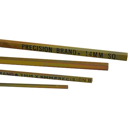 Precision Brand Undersized Key Stock, Steel, Gold Dichromate Plated, 12 in L, 10 mm W, 10 mm H 4035