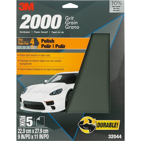 3M Wetordry Sndpr, 32044, 2000grit, 9", PK100 32044
