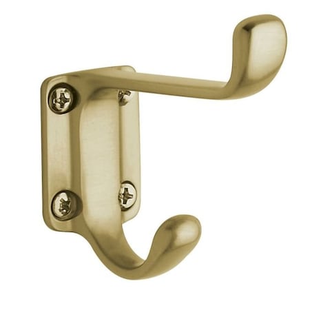 Baldwin Estate Satin Brass with Brown Coat Hooks, Projection: 3-1/4" 0781.060
