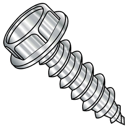 Zoro Select Sheet Metal Screw, 1/4" x 1 in, Plain 18-8 Stainless Steel Flange Hex Head External Hex Drive 141607ABW188