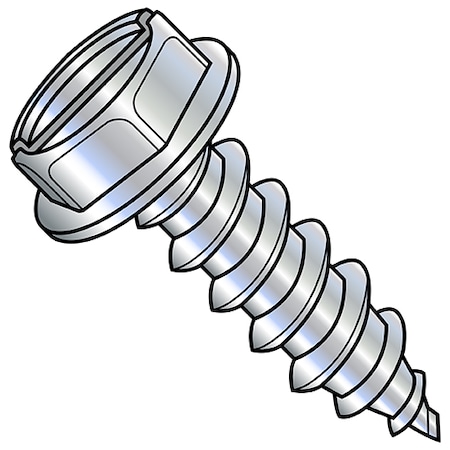 Zoro Select Sheet Metal Screw, 5/16"-9 x 3 in, Zinc Plated Steel Flange Hex Head Slotted Drive, 200 PK 314807ASW