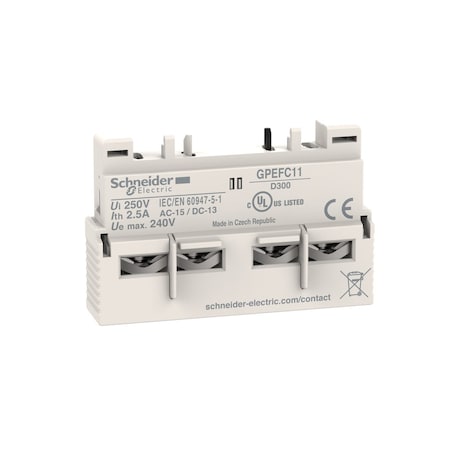 Schneider Electric Auxiliary Contact Block, 1NO/1NC, 2.5 A GPEFC11