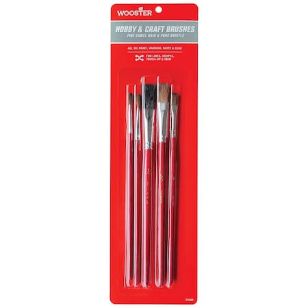 Wooster Paint Brush Set, Artist Brush, 1/2 in, 1/4 in, No. 2, No. 4, Natural, Camel Hair, 5 PK F5105