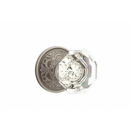 Lancaster Door Set with Old Town Crystal Knobs Double Dummy in Antique Pewter