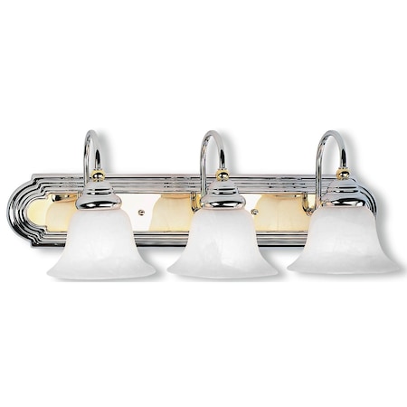 Livex Lighting Belmont 3 Light Polished Chrome And Polished Brass Bath Vanity 1003-52