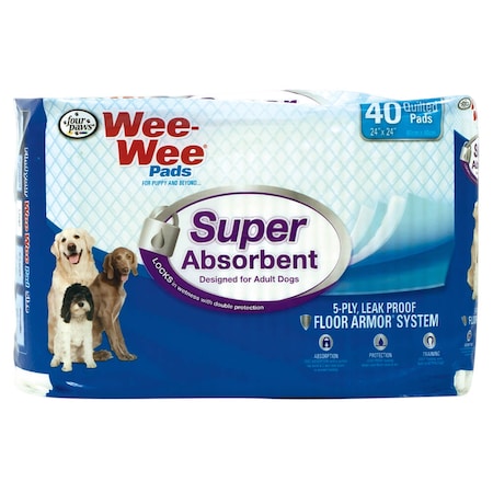 Four Paws Wee-Wee Super Absorbent Pads 40Ct Wht 24 100517146