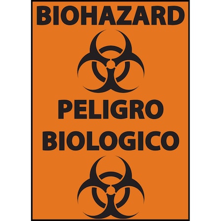 Zing Sign, Blingual Biohazard, 10x7", ADHesive 10056S