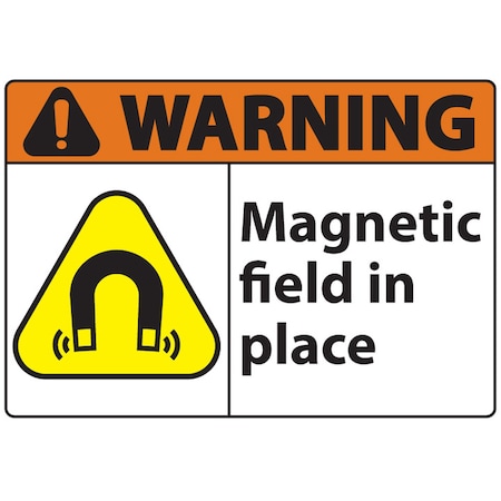 Zing Sign, Warning Magnetic Field In, 10x14", PL 20076