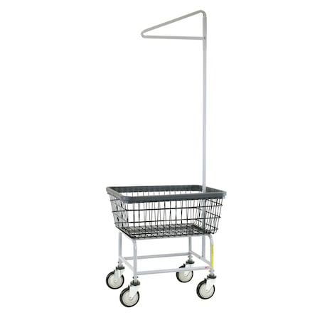 R&B WIRE PRODUCTS Wire Utility Cart with Single Pole Rack, 2.5 Bushel, Dura-Seven™ Anti-Rust Coating 100E91/D7