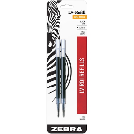 Zebra Pen Zebra Sarasa Grand Gel LV-Refill - 0.70 mm, Medium Point - Black Ink - Scratch-free - 2 Pack 87012