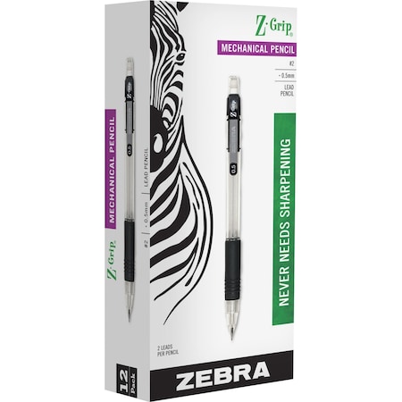 Zebra Pen Z-Grip Mechanical Pencil 0.5mm Black Dozen 52310