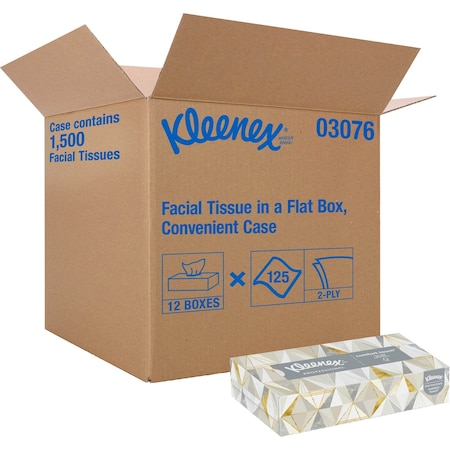 Kleenex Convenience Case 2 Ply Facial Tissue, 125 Sheets, PK 1500 03076
