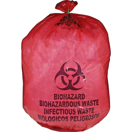 Medegen Biohazard Trash Bags, 25 gal, 1.10 mil (28 Micron), Red MDRB142755