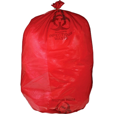 Medegen Biohazard Trash Bags, 33 gal, 1.50 mil (38 Micron), Red RIWB142143