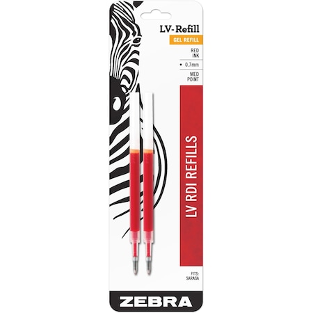 Zebra Pen Zebra Pen JF-Refill - Medium Point - Red Ink - 2-/ Pack 87032